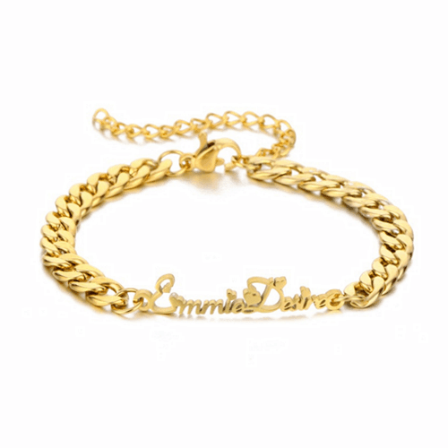 Signature gold jewelry factory personalised name anklet manufacturers custom nameplate bracelet with thick chain suppliers
